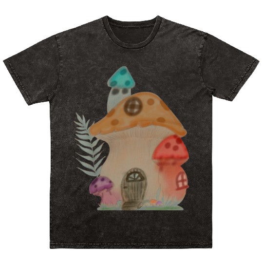 Mushroom house Mineral Wash T Shirts