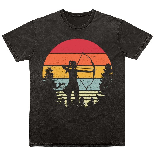 Archery Lady Bows And Arrows Hunting Sports Mineral Wash T Shirts