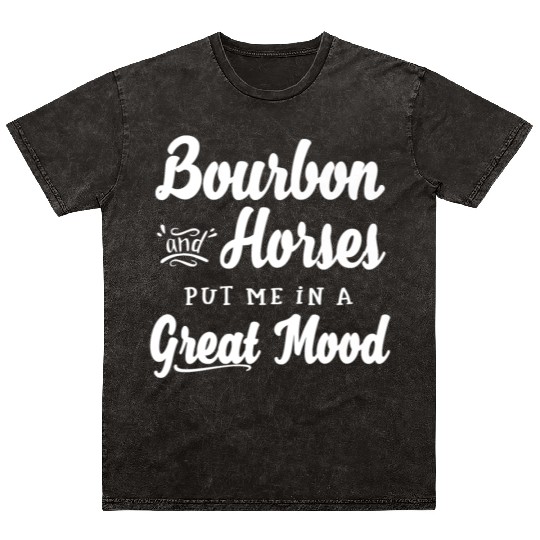 Mens Bourbon and Horses Great Mood Fun Kentucky Mineral Wash T Shirts