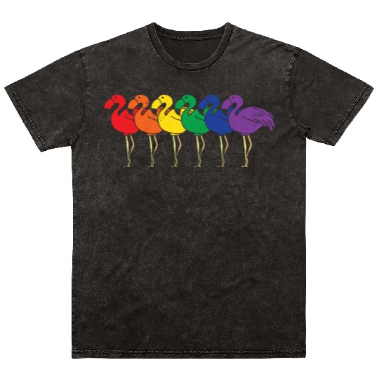 LGBT Flamingo Rainbow Gay Lesbian Pride Gift Mineral Wash T Shirts