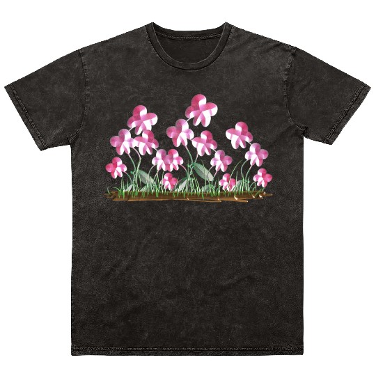 plants pink flowers nature icon Mineral Wash T Shirts
