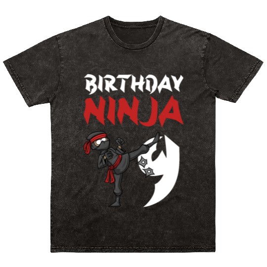 Birthday Party 9 Years Old Japanese Ninja Birthday Mineral Wash T Shirts