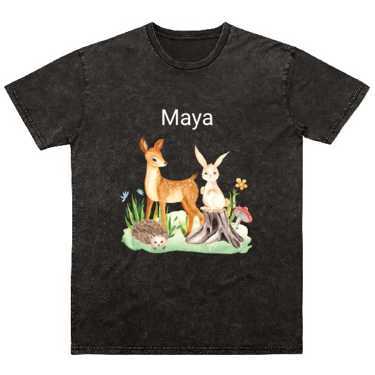 Animal deer rabbit hedgehog Maya Mineral Wash T Shirts