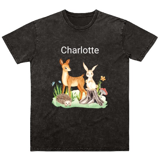 Animal deer rabbit hedgehog Charlotte Mineral Wash T Shirts