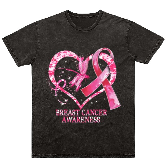In October We Wear Pink Breast Cancer Dragonfly Mineral Wash T Shirts