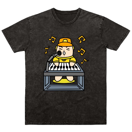 Boy singing with electric piano Mineral Wash T Shirts
