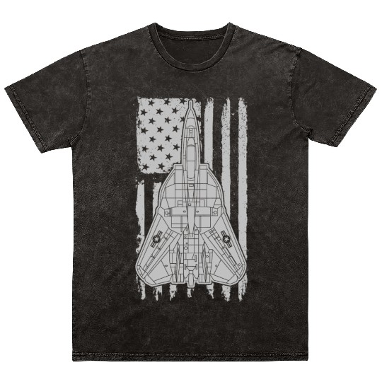 F-14 Tomcat Fighter Jet Airplane American Flag F14 Mineral Wash T Shirts