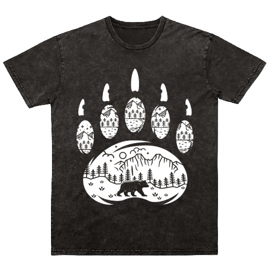 Wildlife Bear Paw Forest Animal Mineral Wash T Shirts
