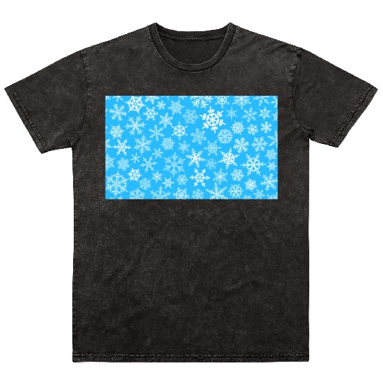Winter Snowflakes Pattern Blue White Mineral Wash T Shirts