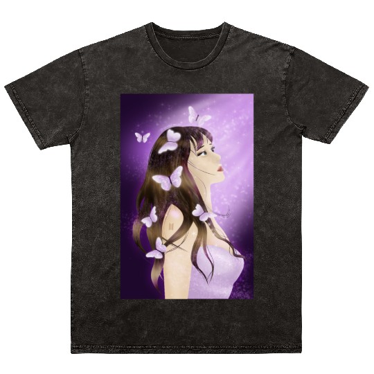 BTS Butterfly Fan Girl Mineral Wash T Shirts