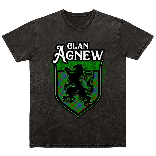 Clan Agnew Scottish Tartan Rampant Lion Celtic Mineral Wash T Shirts