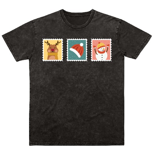 Christmas Stamp Postal Worker Gift Mineral Wash T Shirts