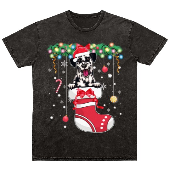 Dalmatian Dog Lover Christmas - Dog Christmas Stoc Mineral Wash T Shirts