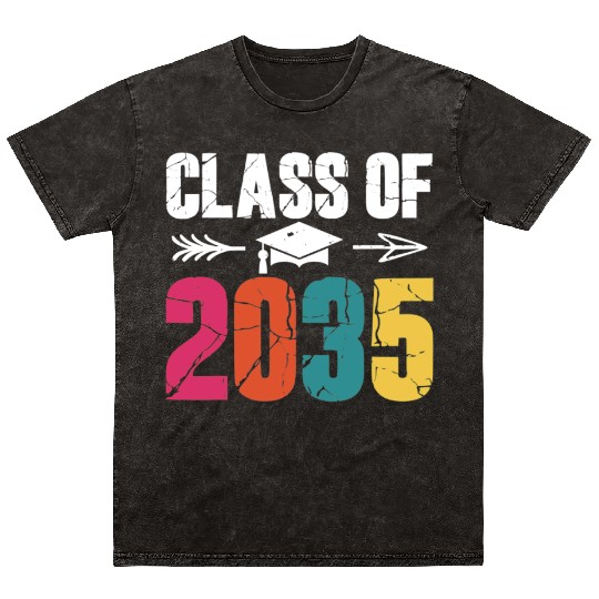 Class of 2035 First Day of School Graduation Mineral Wash T Shirts