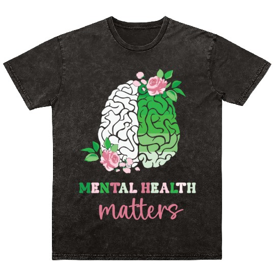 Green and Pink : Mental Health Matters Mineral Wash T Shirts
