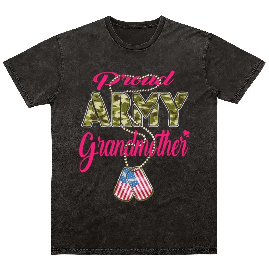 Proud Army Grandmother Us Flag Dog Tag Military Gr Mineral Wash T Shirts