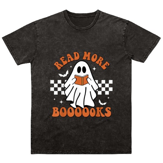 Cute Booooks Ghost Read More Books Funny Teacher Mineral Wash T Shirts