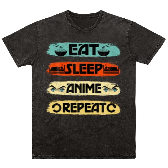 Eat Sleep Anime Repeat Ramen Kawaii Japanese Mineral Wash T Shirts