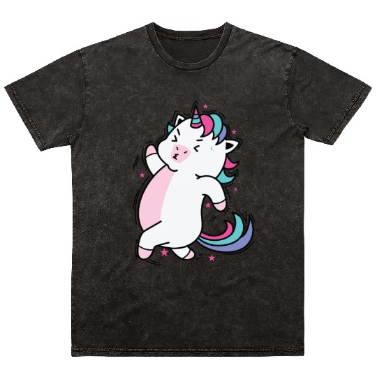 Unicorn Running Fable Creature Sport Mineral Wash T Shirts