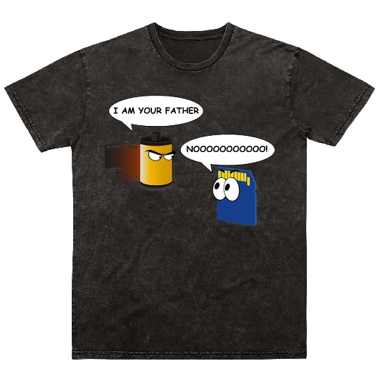 Funny photography Mineral Wash T Shirts with father and son film a