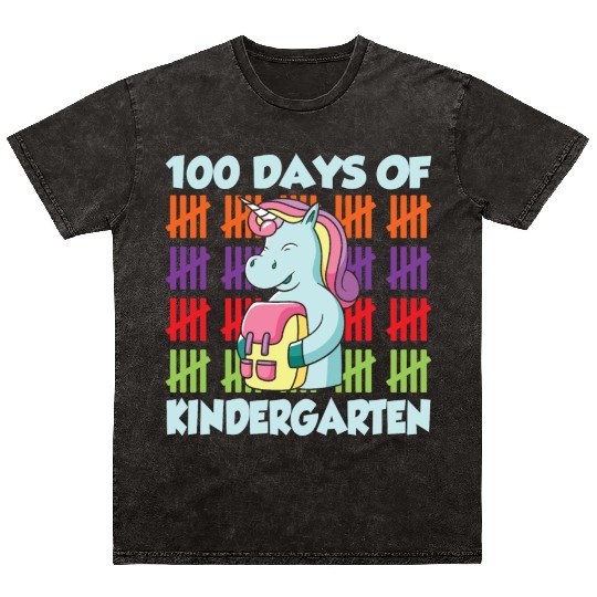 100 Days Of Kindergarten Team Cute Sweet Sayings Mineral Wash T Shirts