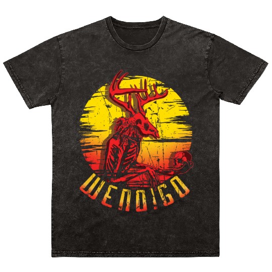 Wendigo Folk Creature Halloween Cryptid Mineral Wash T Shirts