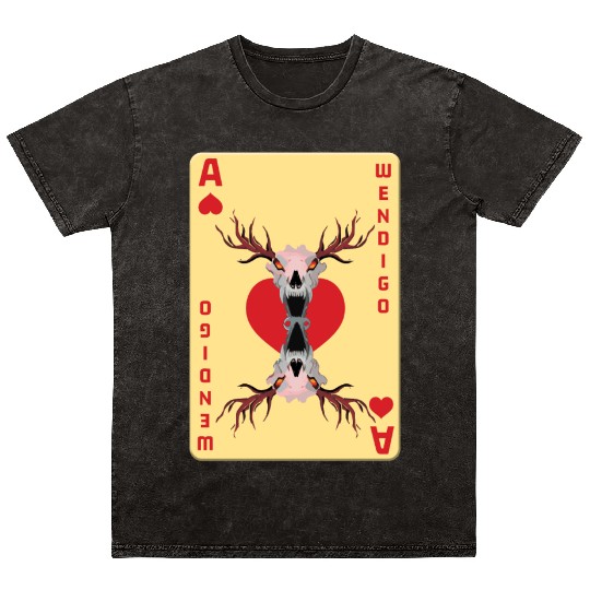 Folk Creature Card Wendigo Halloween Cryptid Mineral Wash T Shirts