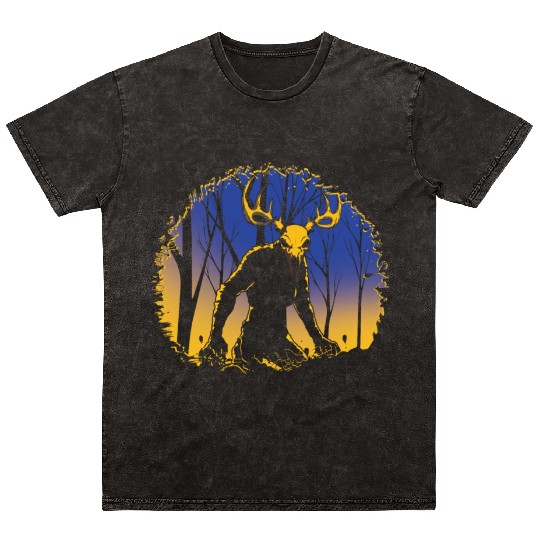 Wendigo Folk Creature Forest Cryptid Halloween Mineral Wash T Shirts