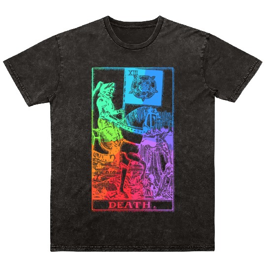 Death Tarot Card Psychic Occult Pagan Witch Rainbo Mineral Wash T Shirts
