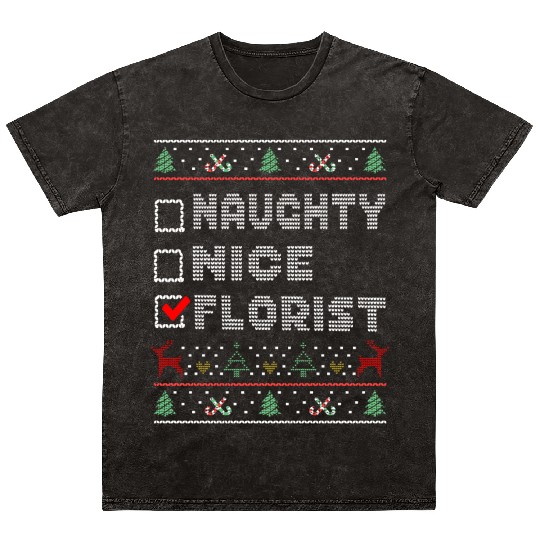 Naughty Nice Florist, Matching Christmas Group Mineral Wash T Shirts