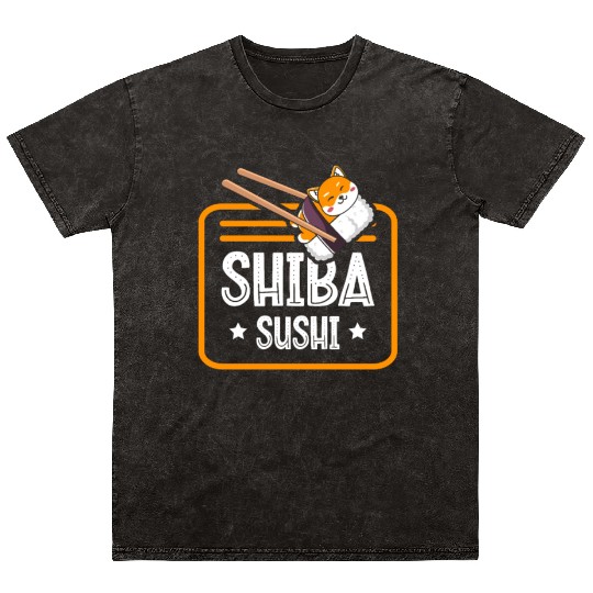Shiba Sushi Japanese Foodie I Love Sushi Eater Mineral Wash T Shirts