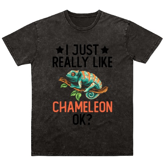 I Just Really Like Chameleon Lizard Reptile Pet Mineral Wash T Shirts