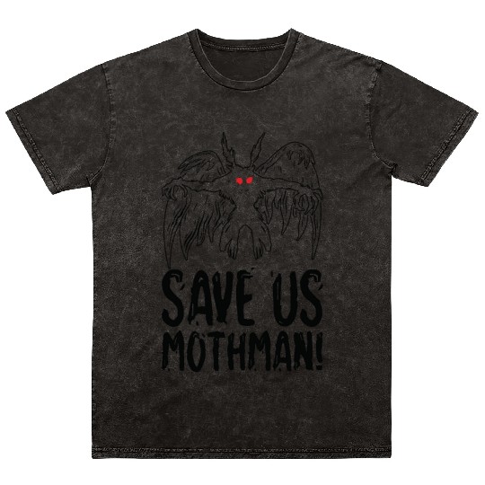 Halloween Mothman Mythical Line Art Beast Monster Mineral Wash T Shirts