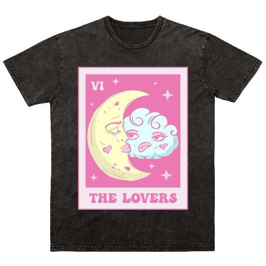 Coquette Aesthetic Pink Tarot Card The Lovers Mineral Wash T Shirts