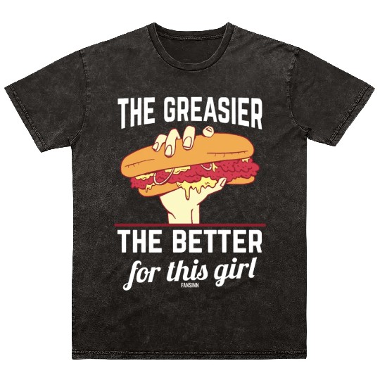 Girl woman Sandwich Fast Food Mineral Wash T Shirts
