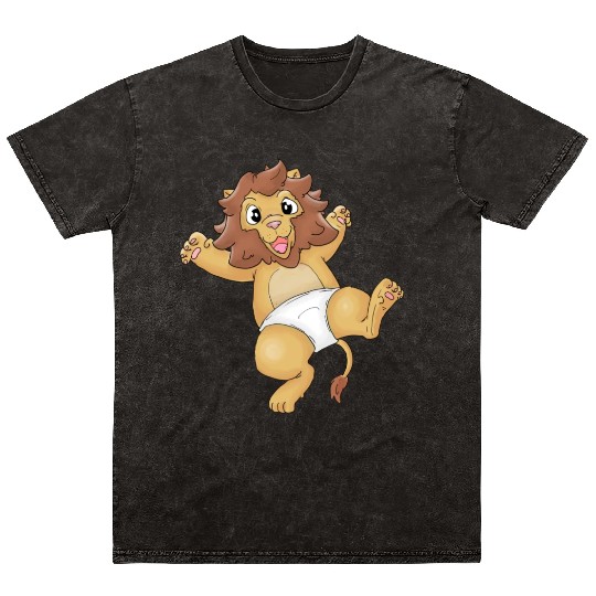 Cute Lion Baby in Diapers Design (ideal gift) Mineral Wash T Shirts
