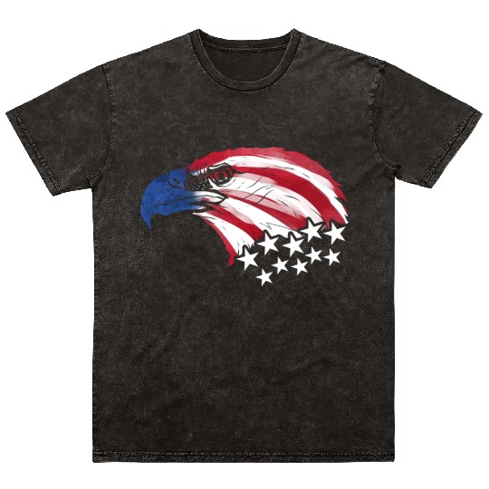 Bald Eagle US Flag Colors Patriotic 4th Of July Mineral Wash T Shirts
