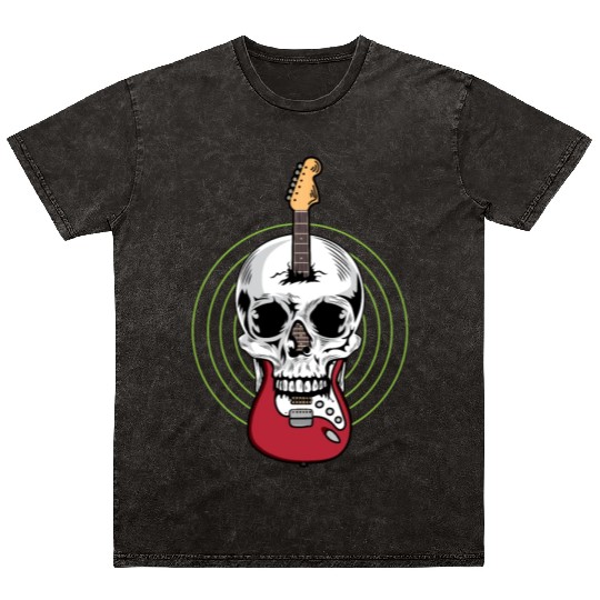 Skull and Guitar Singer or Musician Gift Mineral Wash T Shirts