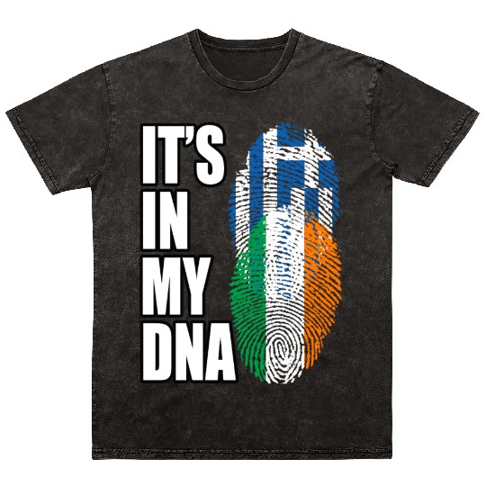 Greek And Irish Mix Heritage DNA Flag Mineral Wash T Shirts