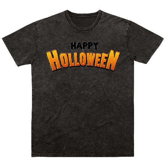 Happy Halloween Letters Mineral Wash T Shirts trick or treat Tops