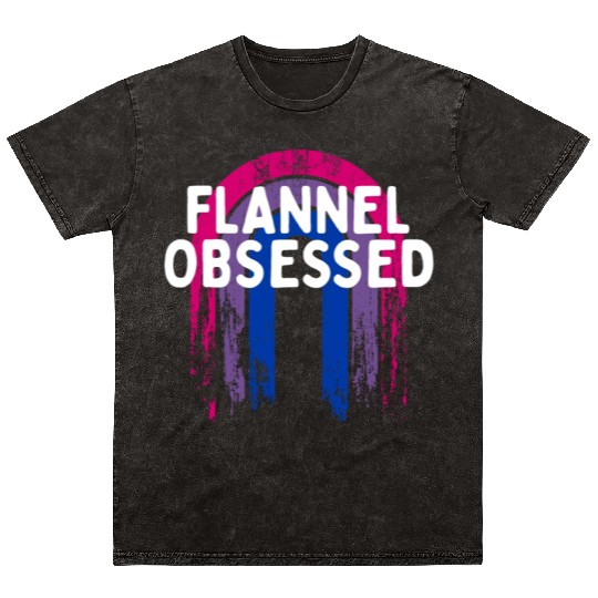 Flannel Obsessed Bisexual LGBTQ Bi Pride Outfit Mineral Wash T Shirts