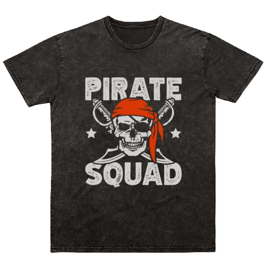 Pirate Squad Caribbean Ocean Nautical Eye Patch Mineral Wash T Shirts