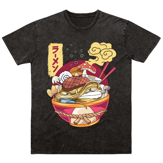 Ramen Mushroom Mineral Wash T Shirts