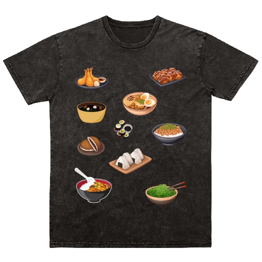 Japanese Ramen Cool Pack,Ramen Mushroom Crossword- Mineral Wash T Shirts