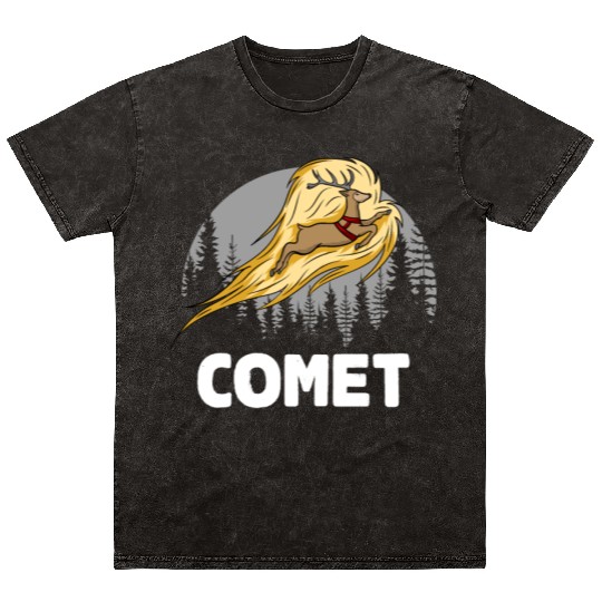 Christmas Santa's Reindeer Lazy Costume Comet Mineral Wash T Shirts