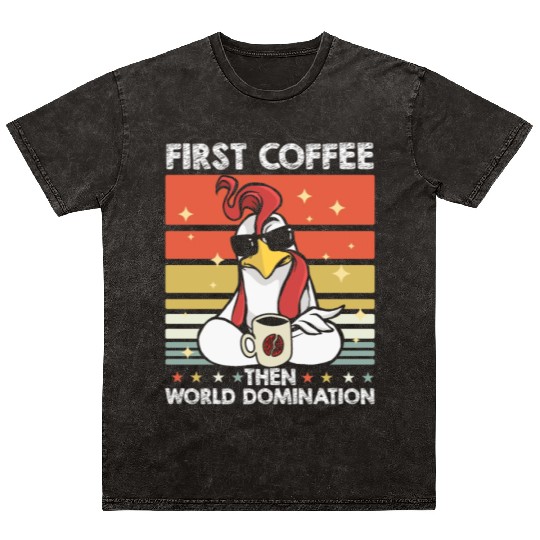 Rooster Cock Coffee Sunglasses Mineral Wash T Shirts