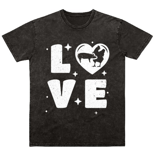 Funny Farming Love Pigs Chickens Raising Farmer Mineral Wash T Shirts