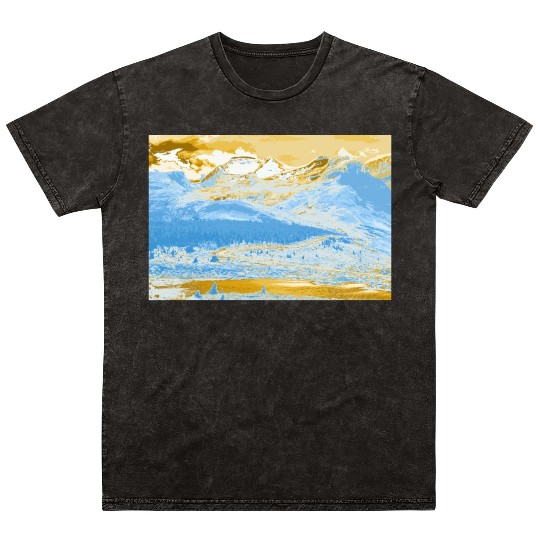 Golden Blue Mountain Lake Mineral Wash T Shirts