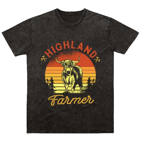 Highland Cow Farmer Grass Puppy Cow Whisperer Mineral Wash T Shirts