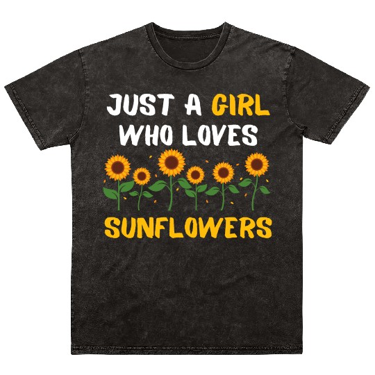 Botanical Garden Flower Girls Gift Sunflower Mineral Wash T Shirts